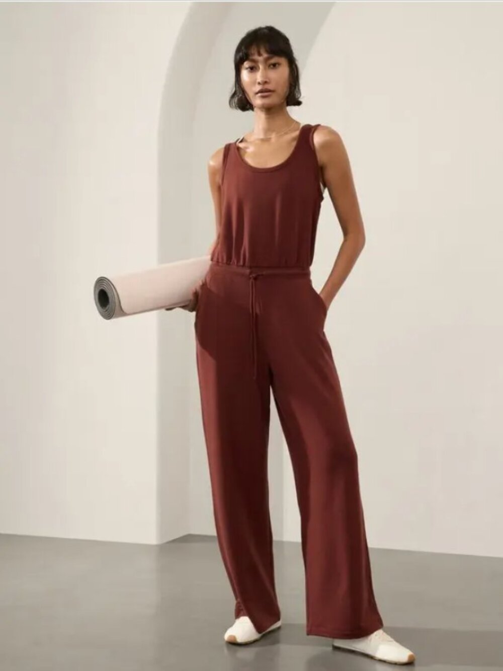 Athleta  Coaster Luxe Jumpsuit | Cherrywood Brown | NWT | XL